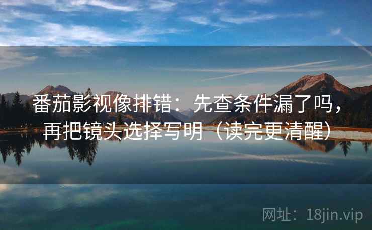 番茄影视像排错：先查条件漏了吗，再把镜头选择写明（读完更清醒）